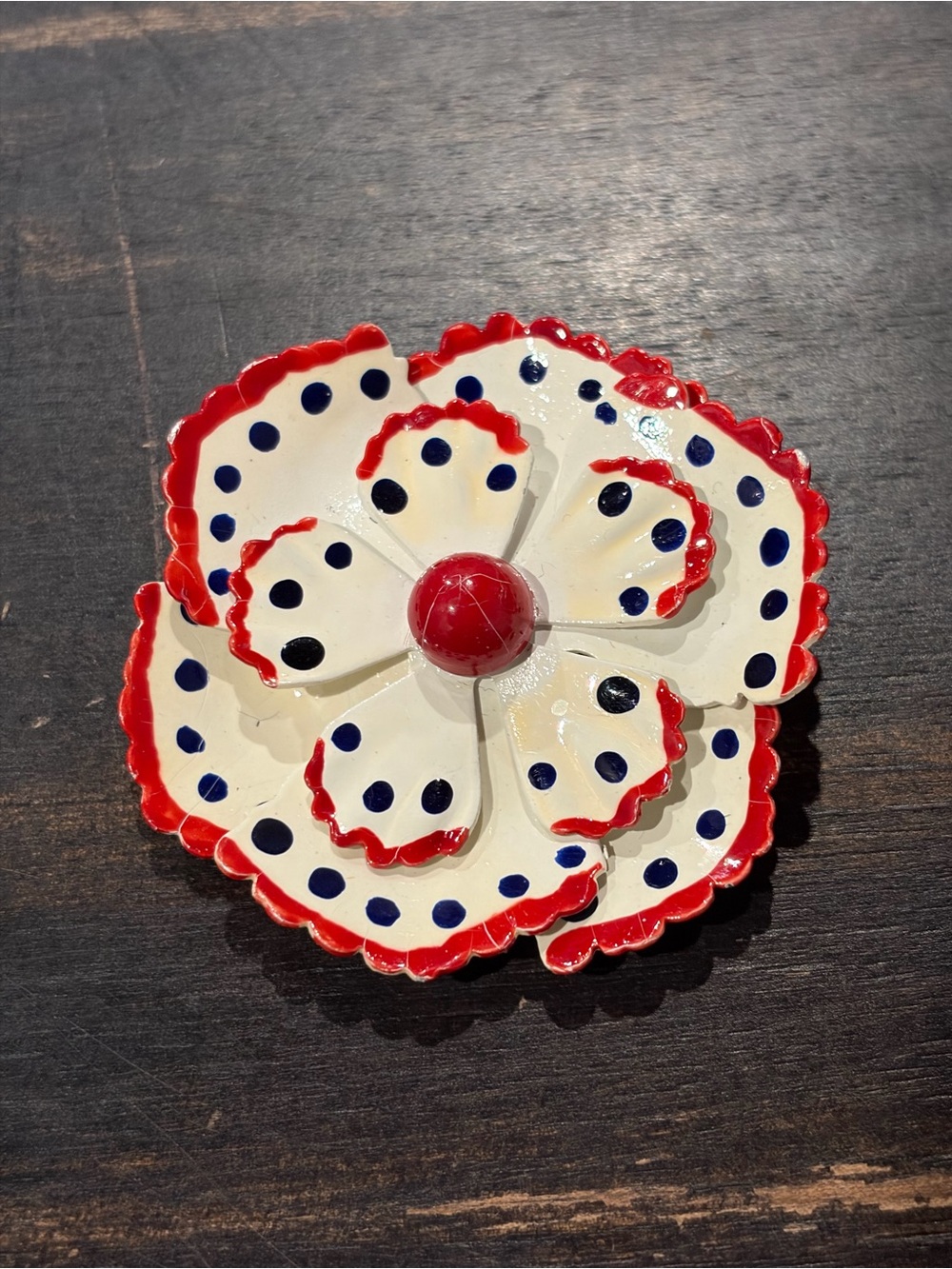 West Germany Enamel Flower Brooch